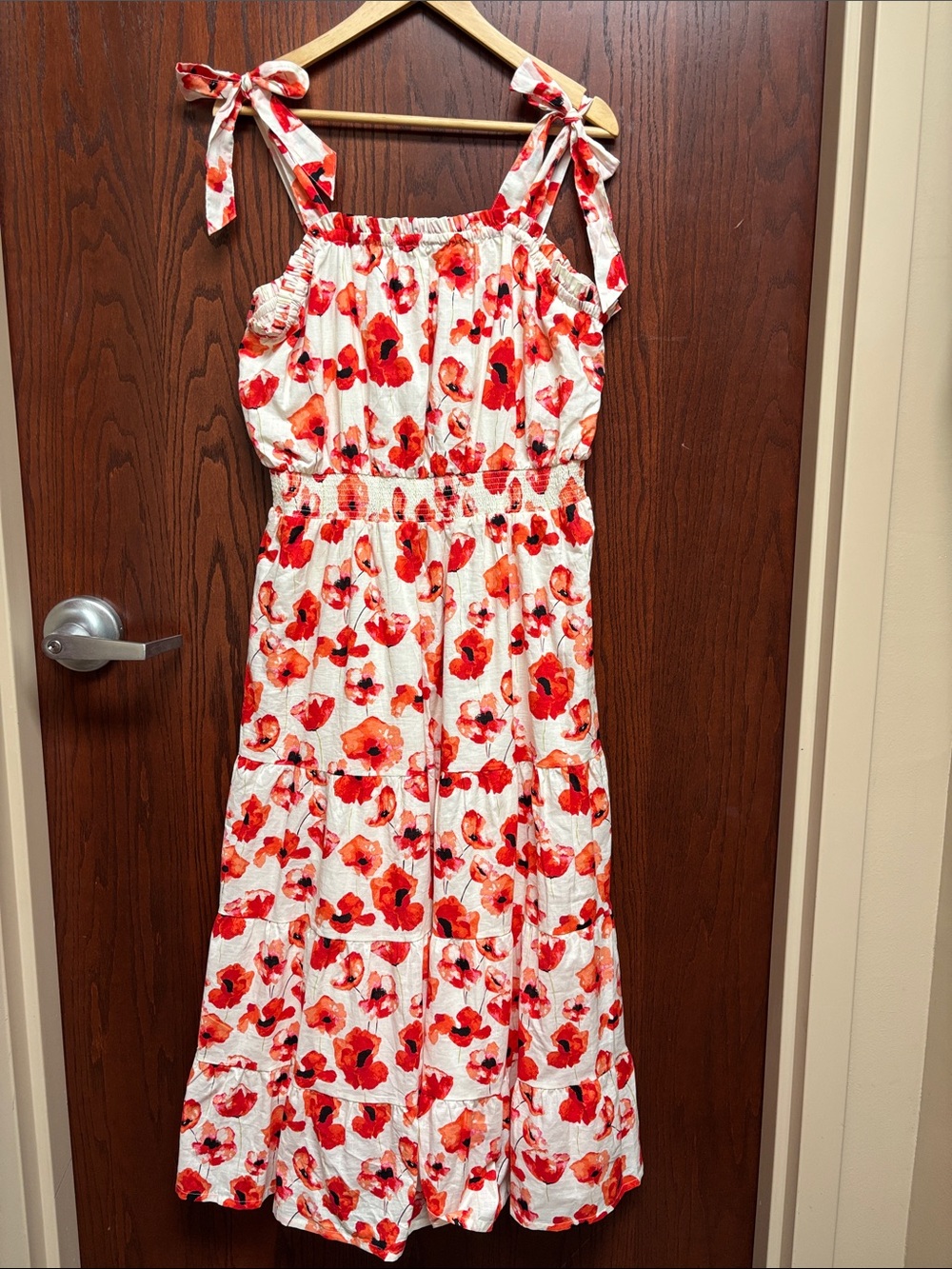 Women’s Matilda Jane Cream Floral Tie-Shoulder Sundress - Red Poppy Print